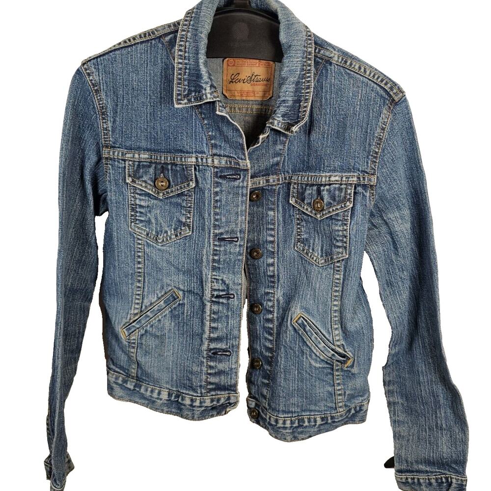 Levi Strauss Signature Light Blue Trucker Jean Jacket 90s Prep Grunge Small 4/6